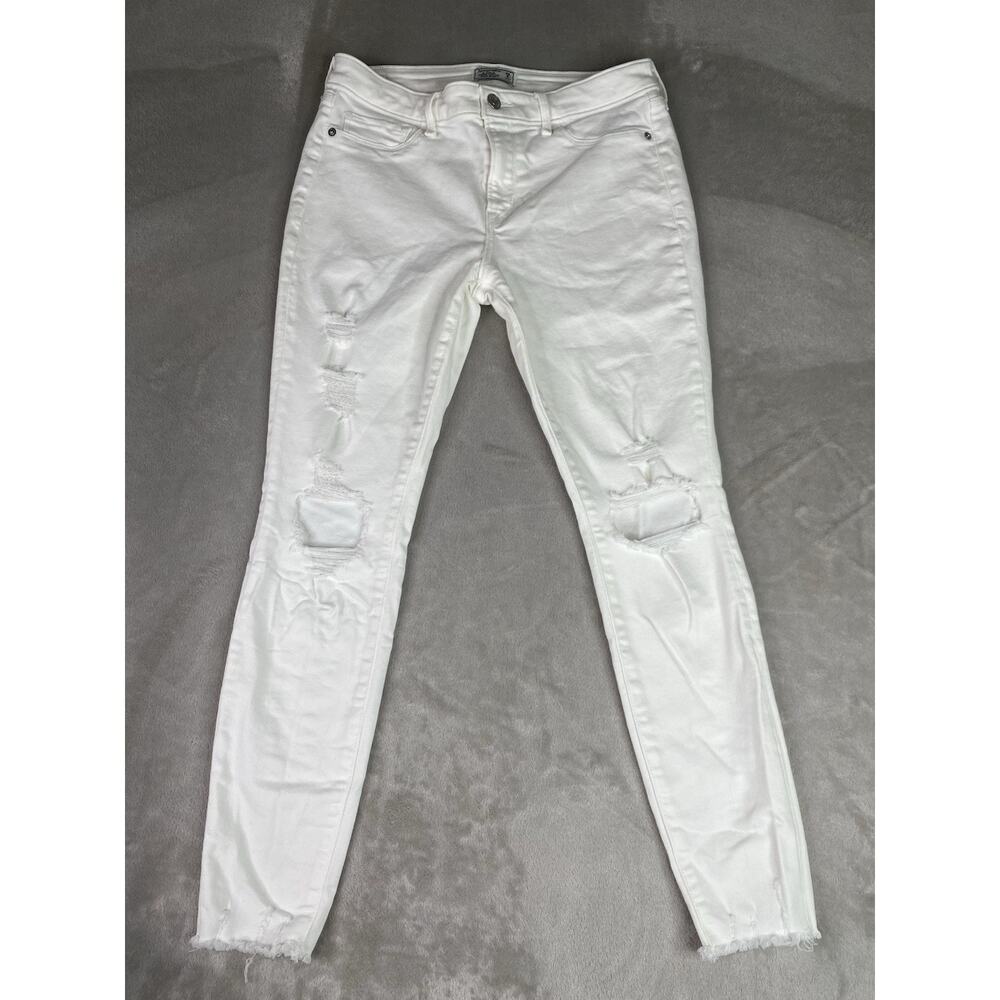 Abercrombie & Fitch Harper Low Rise Super Skinny White Distress Jean 28/6 s